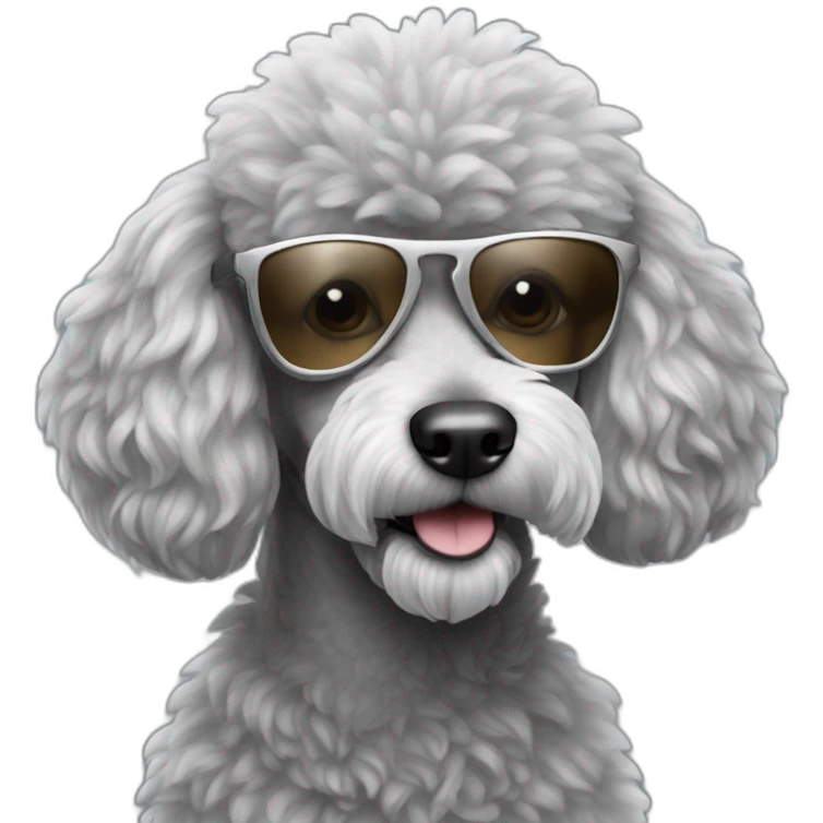 silver poodle with sunglasses emoji