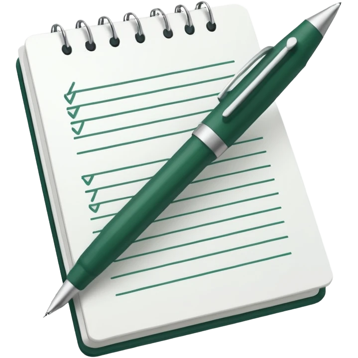 white paper with dark green and white pen, modern minimalism emoji
