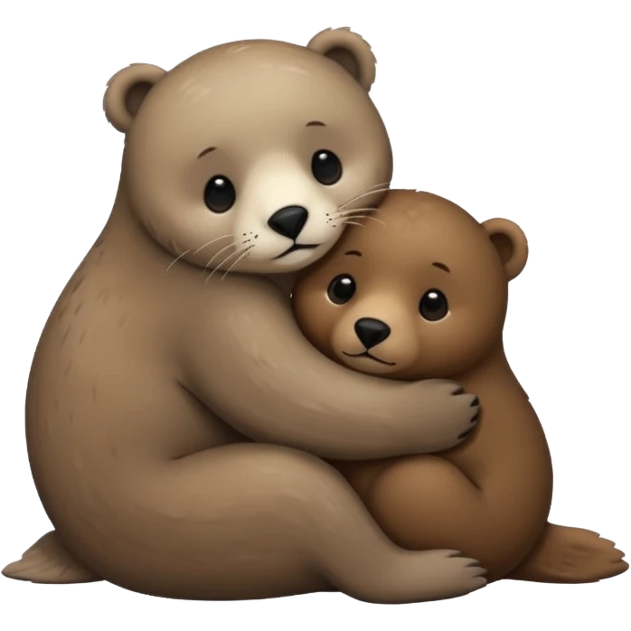 small seal hugging a brown bear emoji