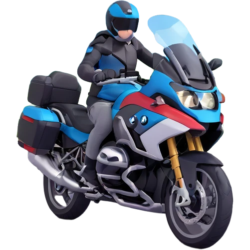 BMW RT1200 touring motorcycle with rider on scenic mountain road emoji