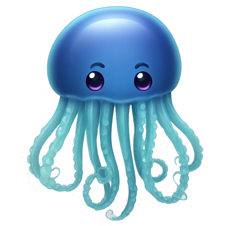 Blue friendly jellyfish long tentacle emoji