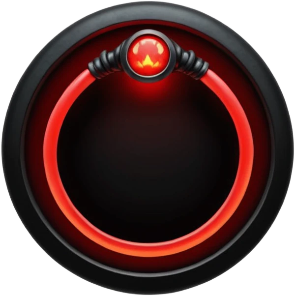 iOS sticker, dark fantasy ring, black metal, red inner glow, minimal emoji