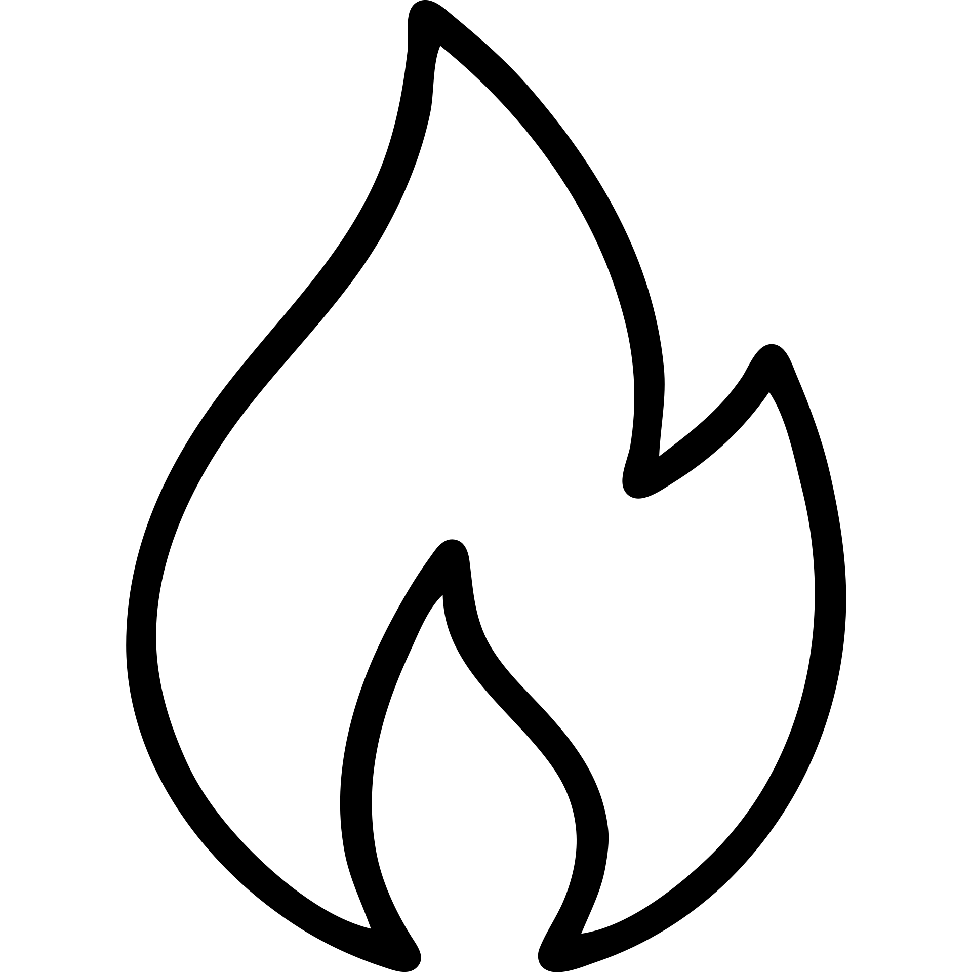 minimalist flame icon, thick black outline, no fill emoji