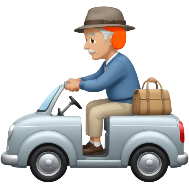 My grandfather is pulling a rear car emoji