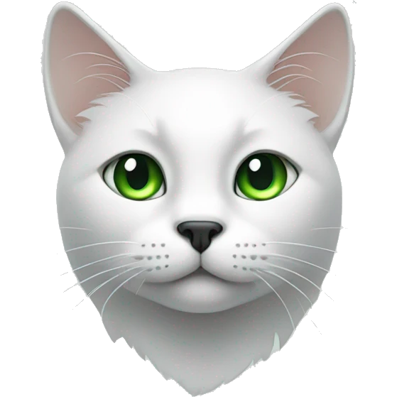 white cat head with black spot on top of head and green eyes  emoji