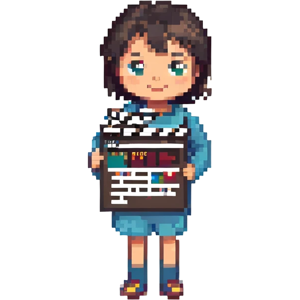 a child with a clapperboard emoji