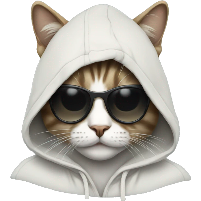 Cat with sunglasses and hoodie emoji
