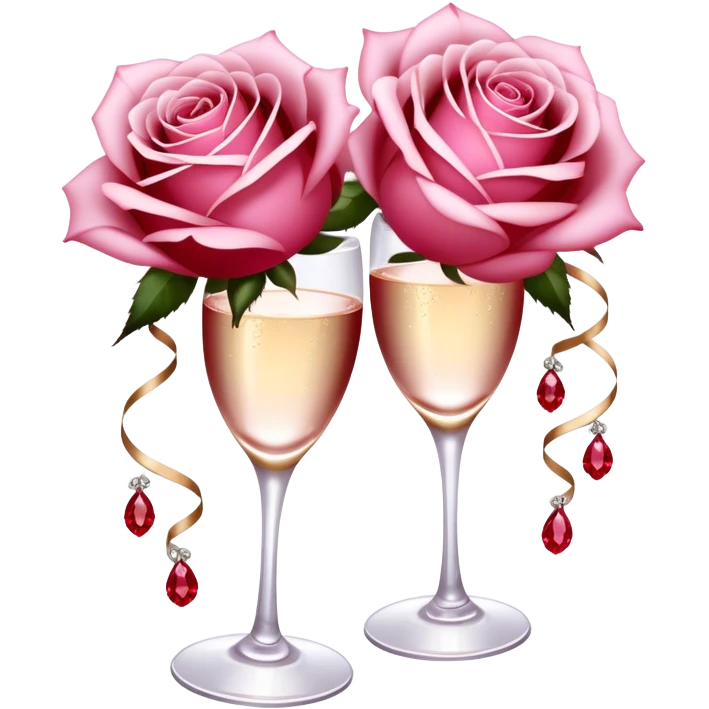 Soft pink champagne roses intertwine with glistening rubies, blending elegance with warmth. The delicate petals and deep red gems create a luxurious, romantic scene. emoji