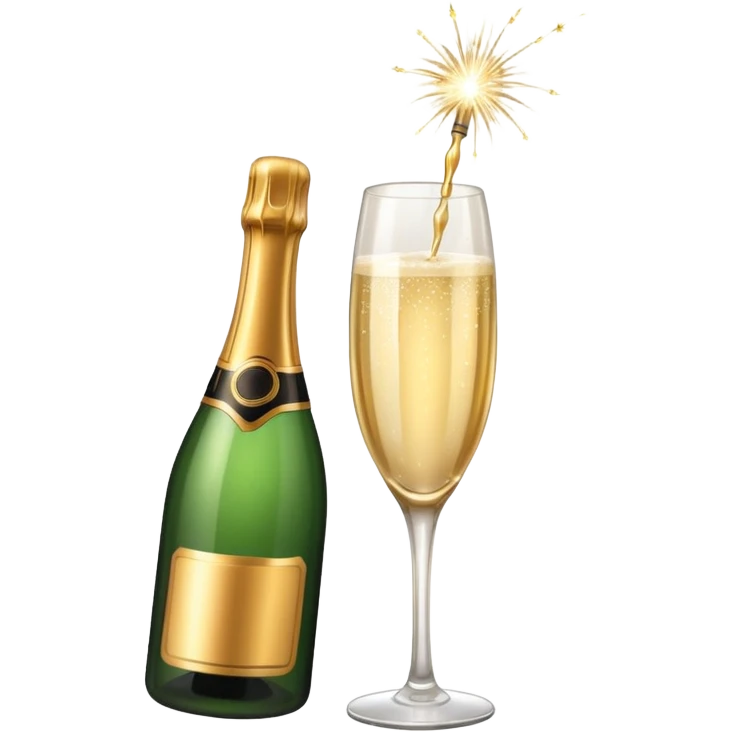 champagne bottle and champagne glasses and champagne sparklers  emoji