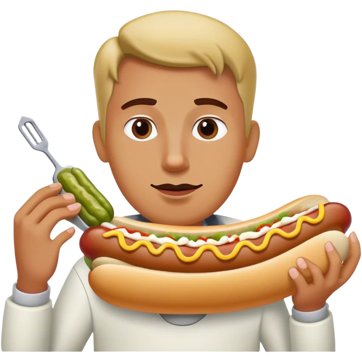 Him housing a Seattle style hot dog  emoji