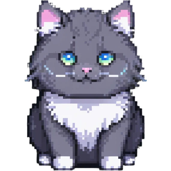 cute fluffy cat pixel art emoji