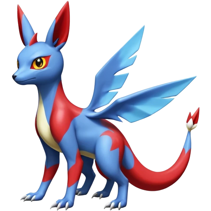  Cute Shiny Exotic Colorful Guilmon-Latias-Koraidon-Umbreon-Fakémon-hybrid-creature (full body)  emoji