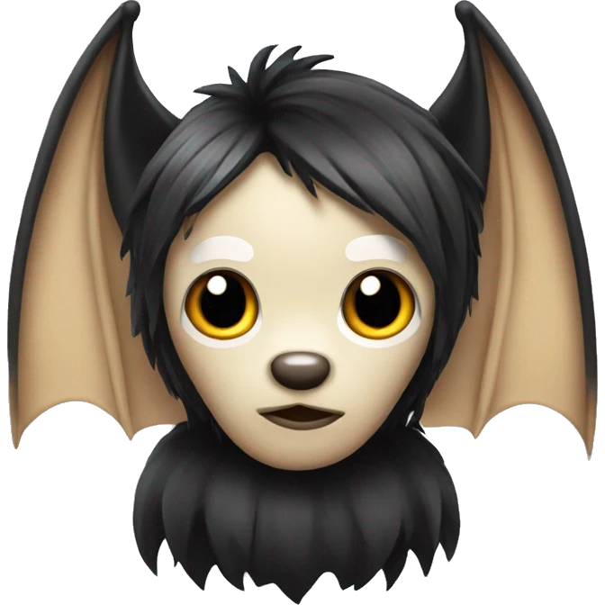 Bat animal with long black wig emoji