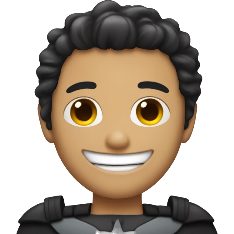 a man smiling with batman mask black hair emoji