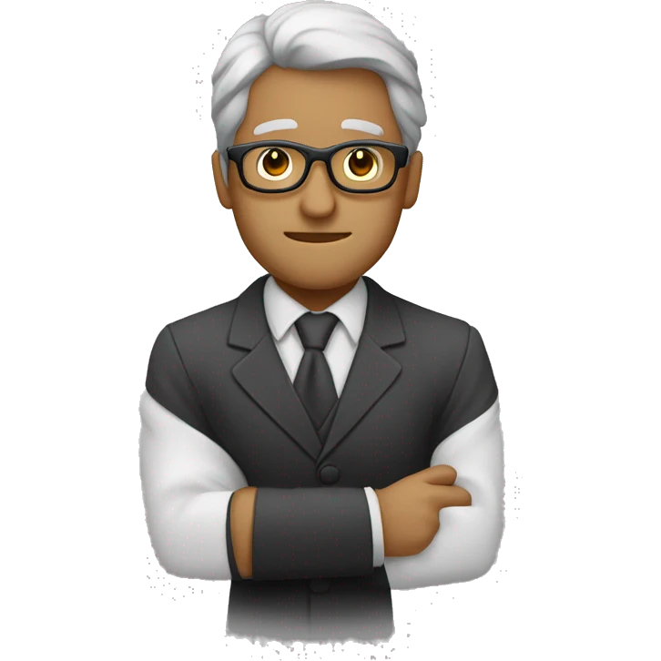 Profesor pelo oscuro y gafas, sin barba emoji