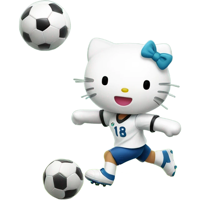 hello kitty playing soccer emoji