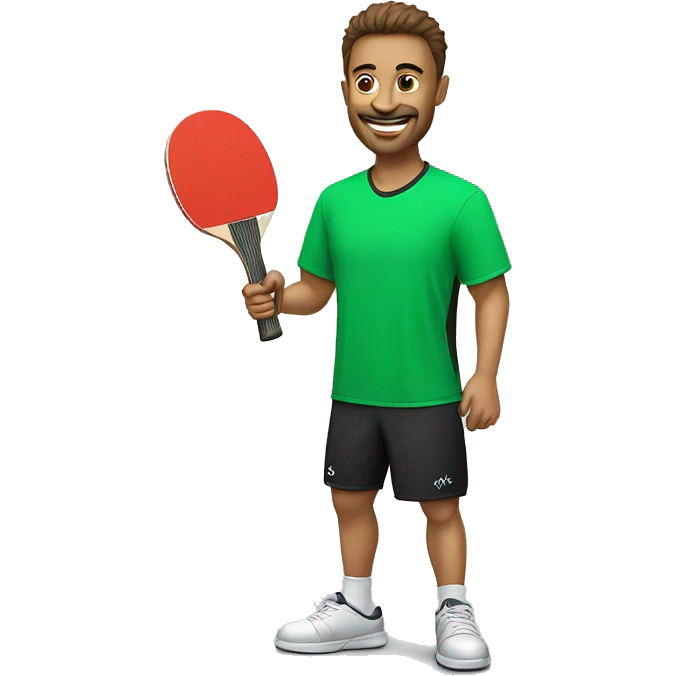 man table tennis withgreen t-shirt emoji