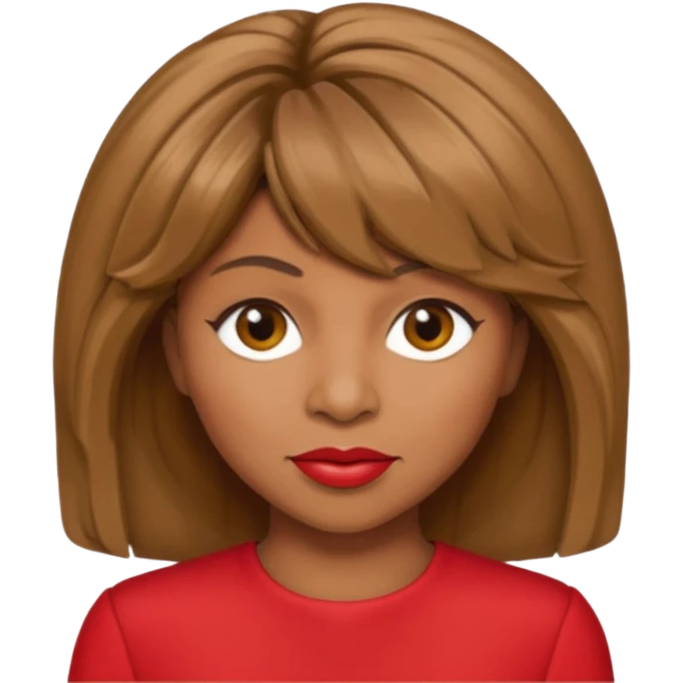 Tina Turner with long light brown hair, red outfit emoji