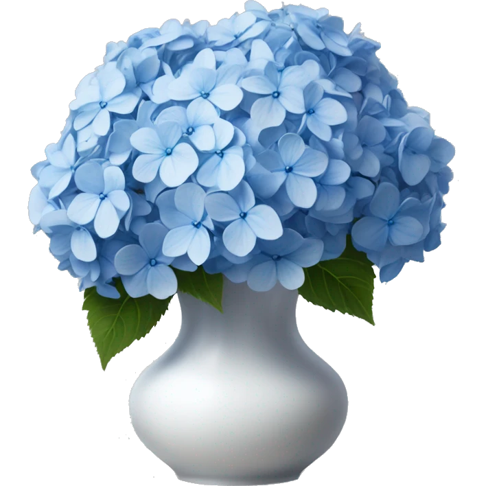 blue hydrangea bouquet in white vase hyper realistic  emoji