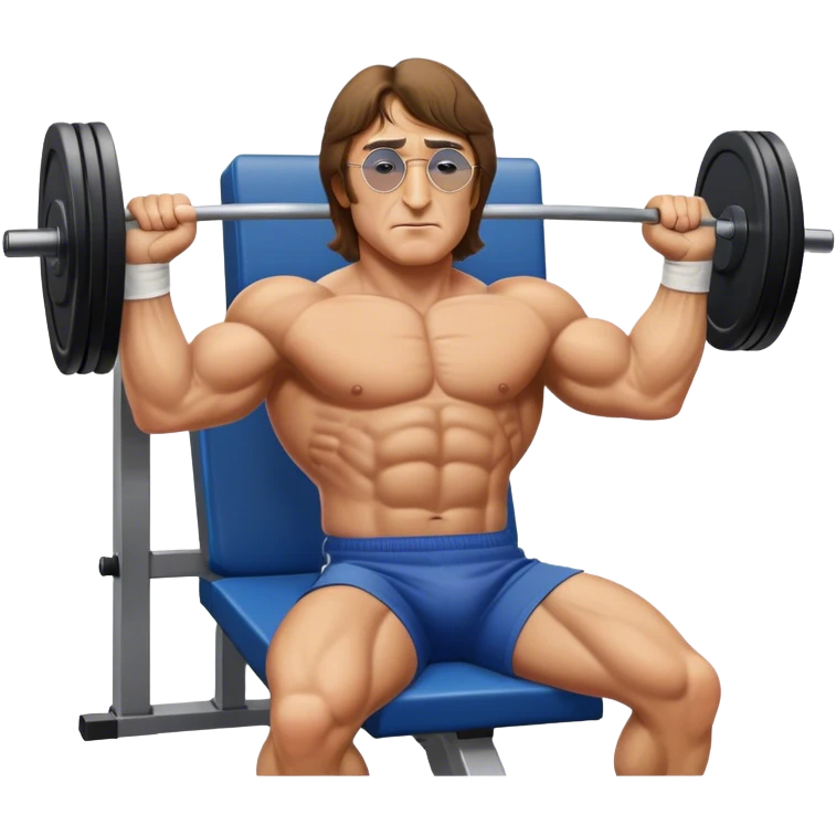 Jacked John Lennon bench pressing 225 lbs emoji