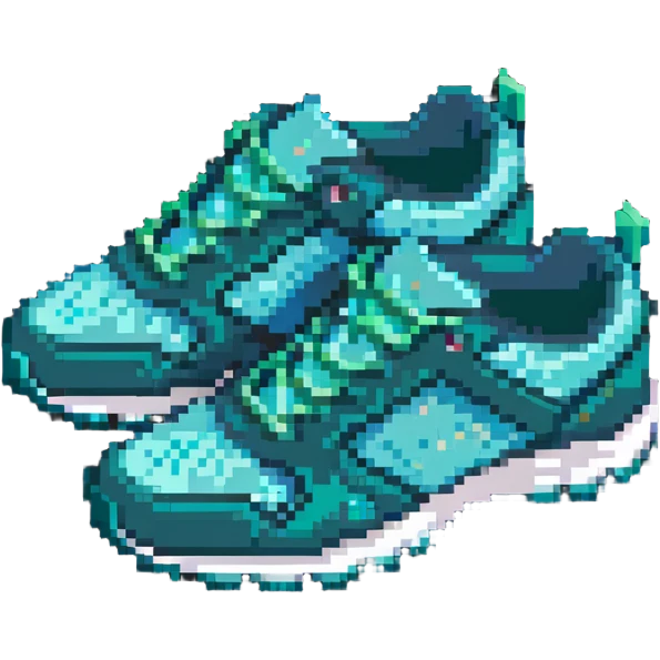 turquoise running shoes, athletic footwear, blue-green sneakers emoji