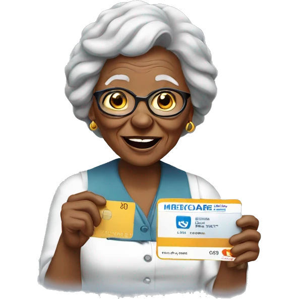 Old black lady holding her Medicare card emoji