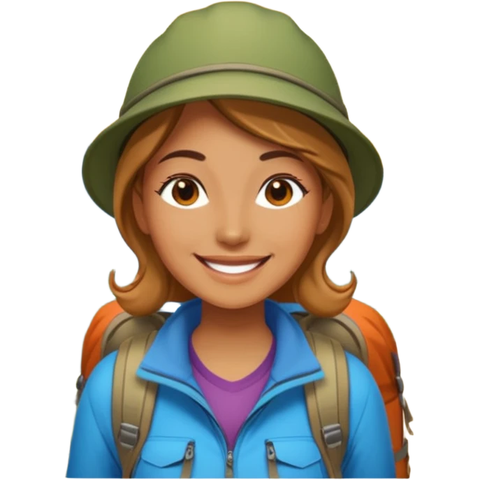 woman hiking in the woods in the sunshine emoji