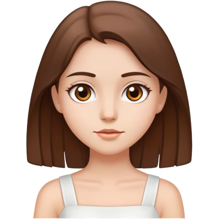 girl with medium straight brown hair, brown eyes in a white dress emoji