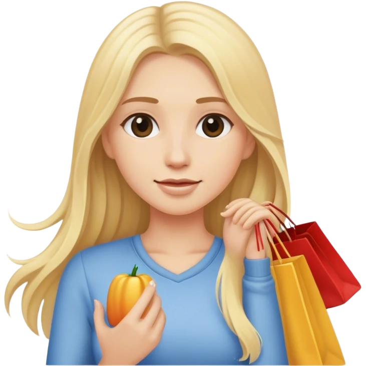 Shopping with long blonde hair  emoji