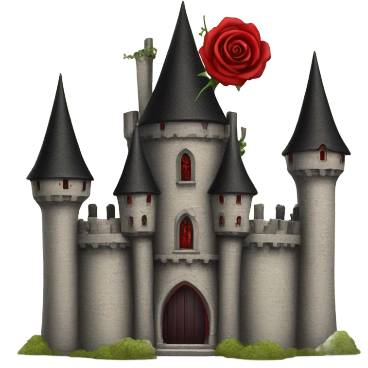 Black and red gothic castle with roses emoji