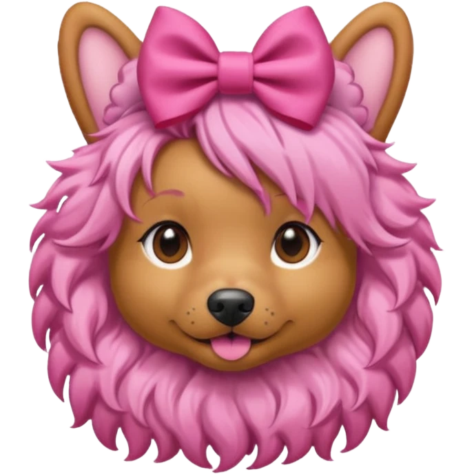 dog with pink hair and bow on head emoji