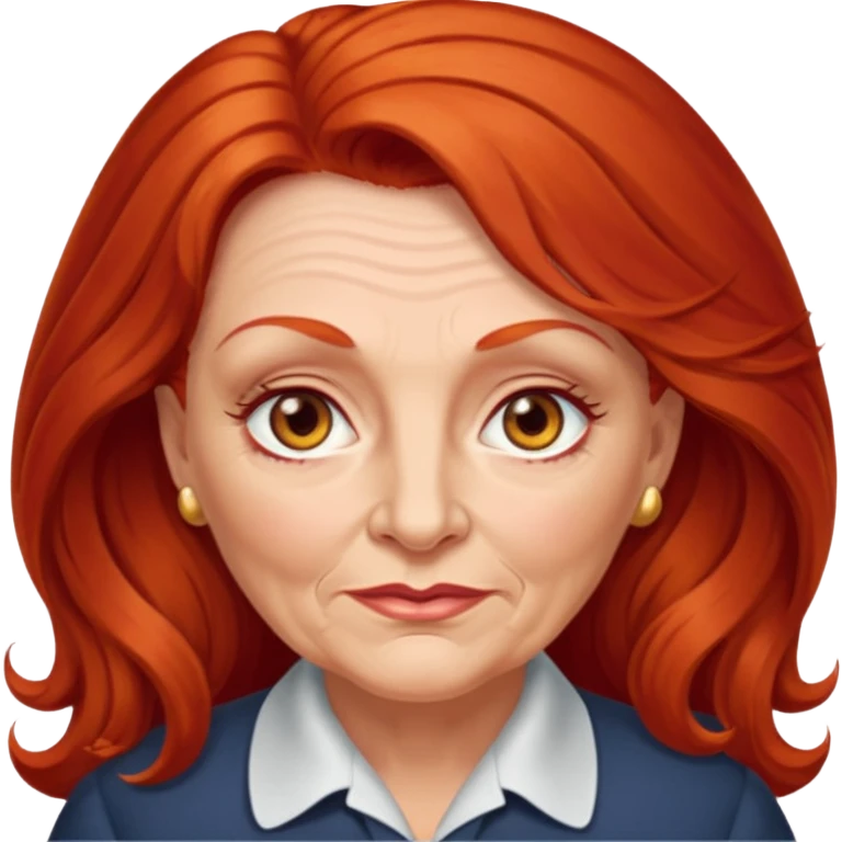 Heavy set older 50's long red hair women hazel eyes emoji