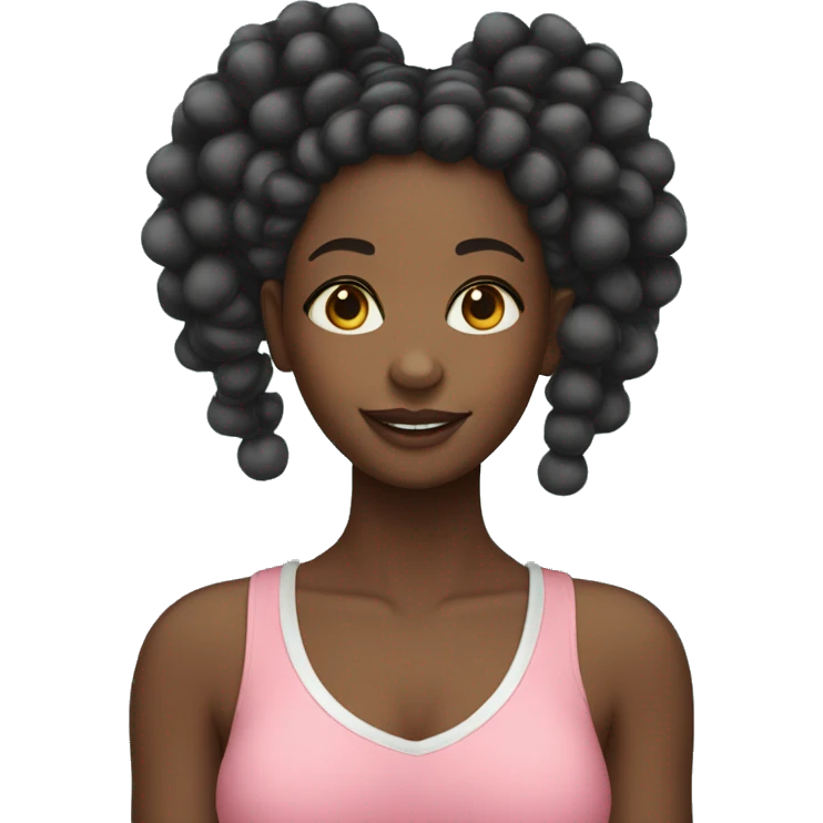 light black girl with Pom poms braids hair  emoji