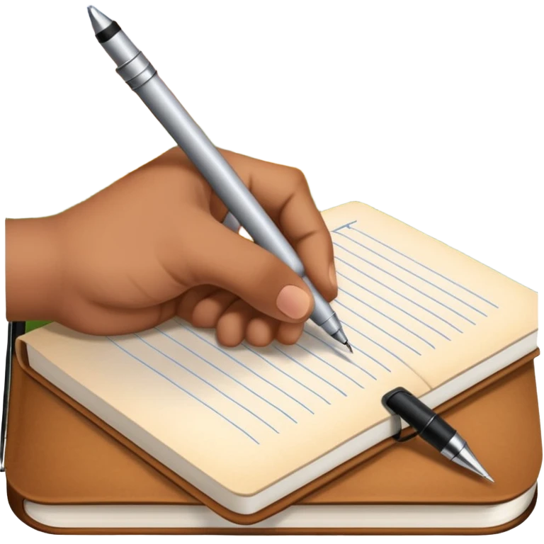 A hand writing in a field notes journal emoji