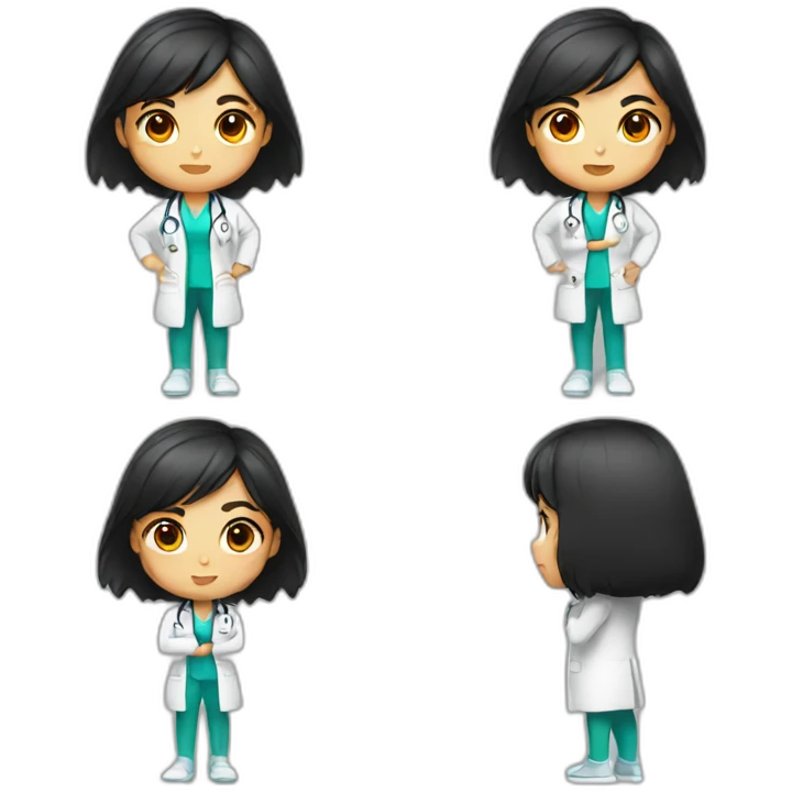 doctor girl with dark hair doing squats emoji