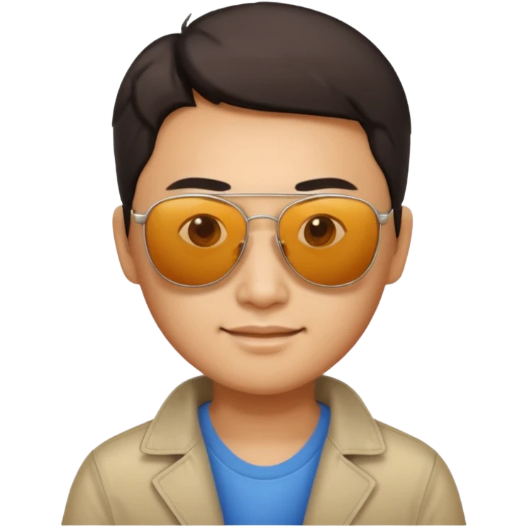 Photorealistic serious Chinese tourist wearing sunglasses emoji