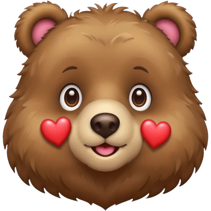 A cute bear with happy eyes and hearts  emoji