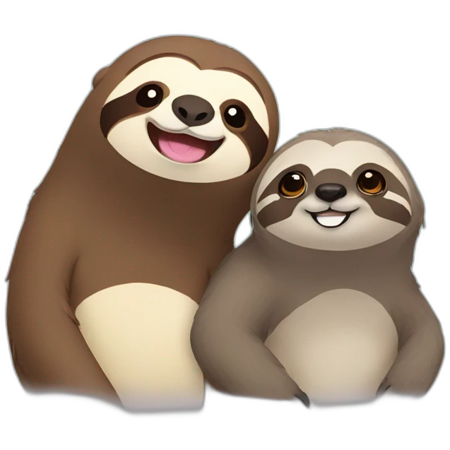 sloth and otter smiling emoji