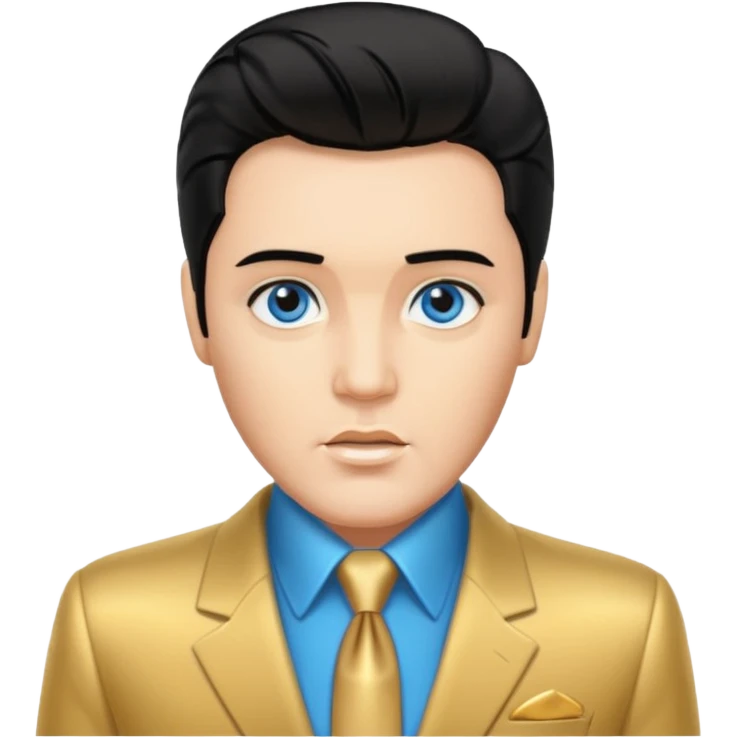 Elvis Presley with Blue eyes, black hair, gold suit emoji