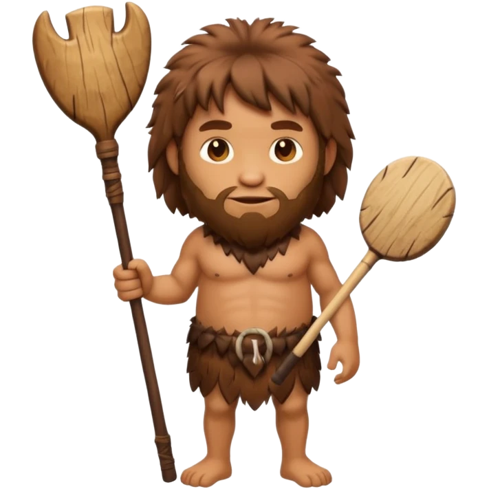 Caveman emoji in animal skin with a club emoji
