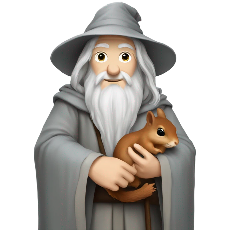 gandalf holding hand of a cute squirrel emoji