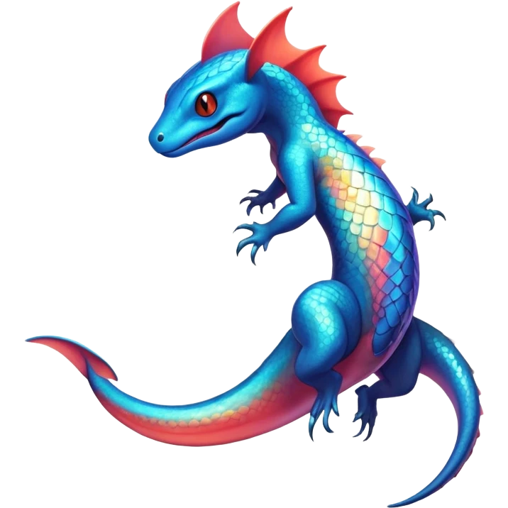 Colorful Iridescent Exotic Salandit-Aurorus-Salamence-Fakémon-hybrid-creature (full body)  emoji