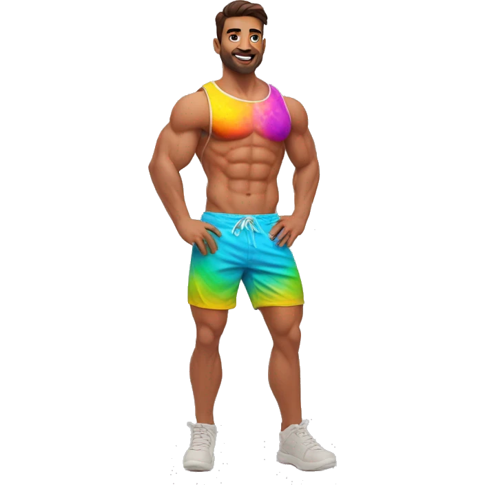 Happy holi muscles short-shorts emoji