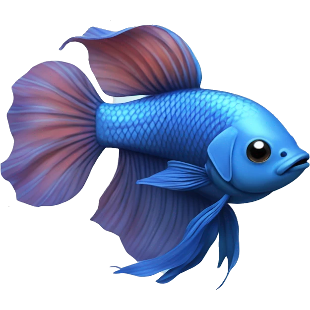 blue betta fish, cartoon, swimming, view from above emoji