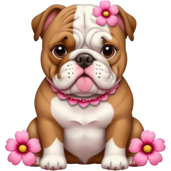 Bulldog with flowers  emoji
