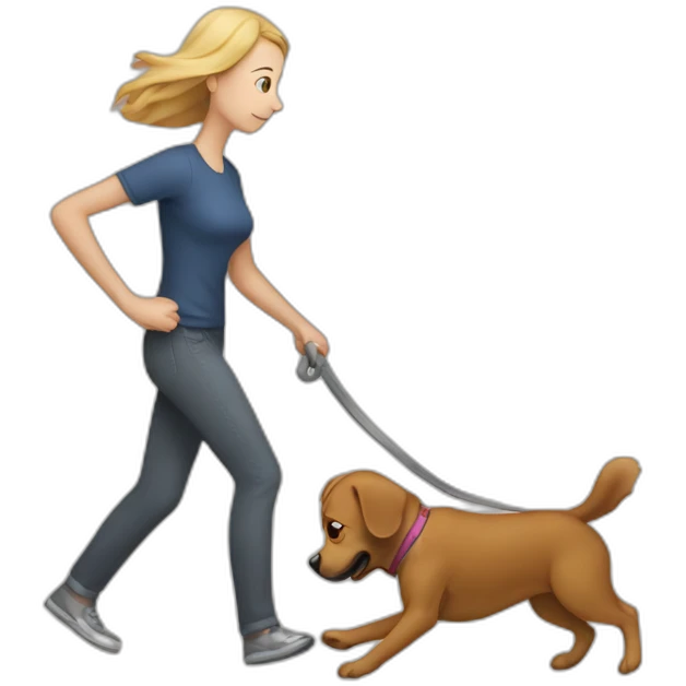 dog dragging human emoji