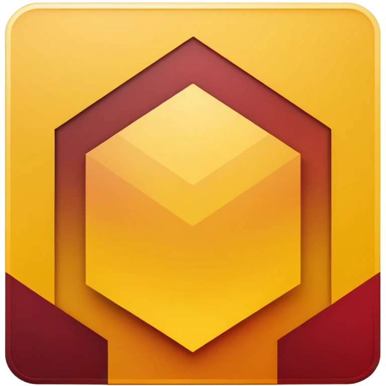 hexagon emblem with a thick yellow-to-gold outline and a dark red gradient inside. In the center, place a bold capital letter V in the same yellow-to-gold gradient as the outline. Keep the shapes clean and geometric, with smooth color transitions and no background color. emoji