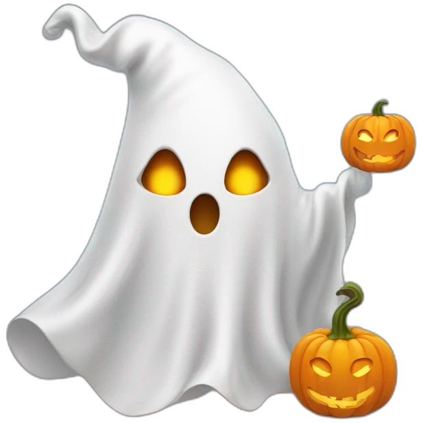 halloween ghost with a pumpkin emoji