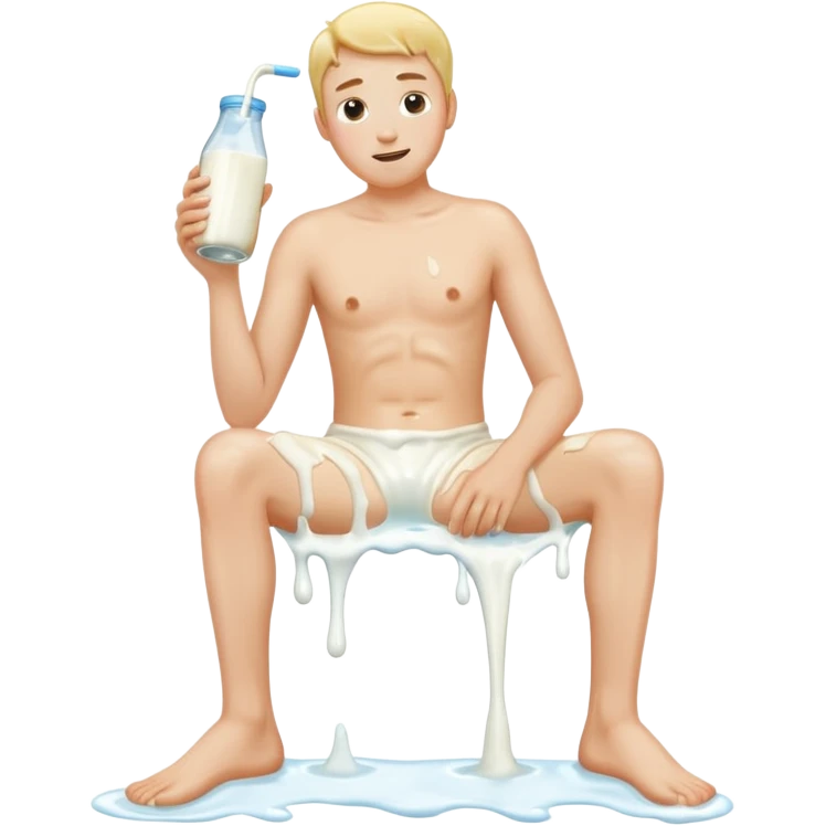 A human with milk all over his legs emoji