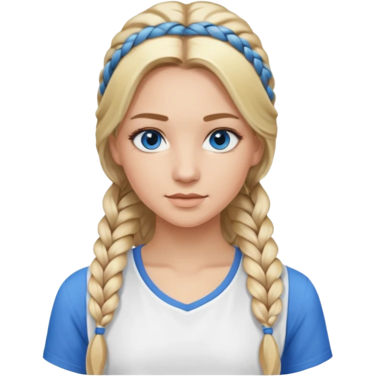 Blonde balayage  With highlights long hair half braids women blue eyes wearing White longtop emoji